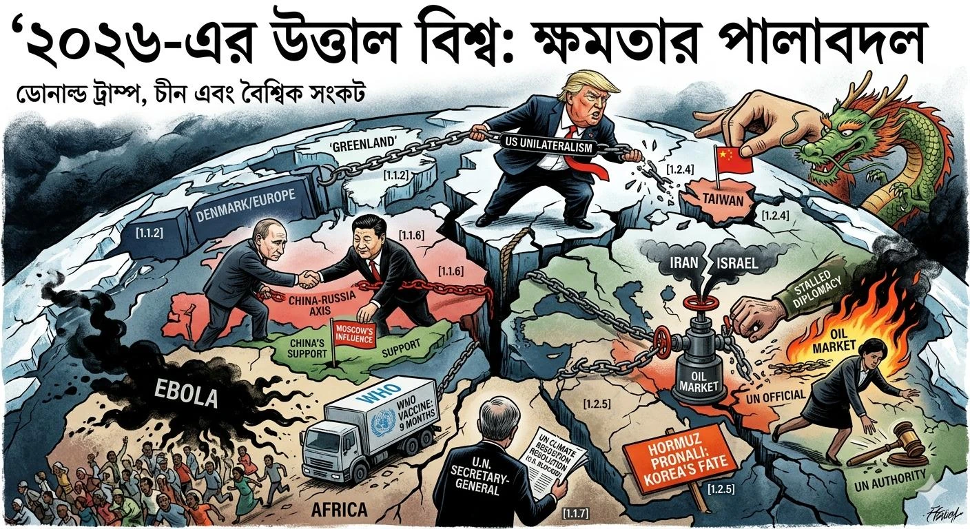 আন্তর্জাতিক দাবার চাল: ২০২৬ এর উত্তাল বিশ্ব ও মানবতার সংকট